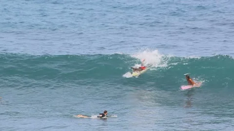 Surfer riding at the ocean big wave Stock Footage 8949618