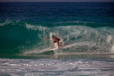 Surfer riding Stock Photos
