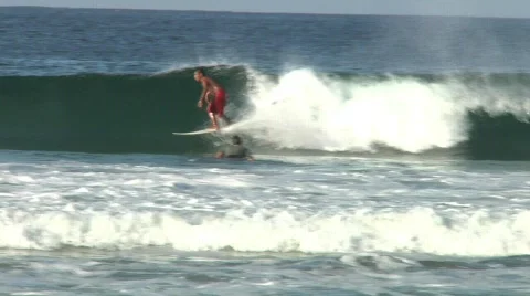 Surfer riding wave Stock Footage 590522