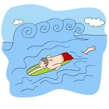 Surfer riding wave Stock Illustration