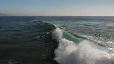 Surfer Riding wave Rincon Beach Stock Footage 146661440