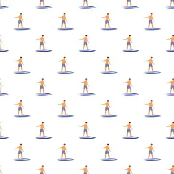 Surfer riding wave seamless pattern for summer vacation Stock Illustration