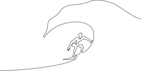 Surfer riding a wave Vector Stock Illustration