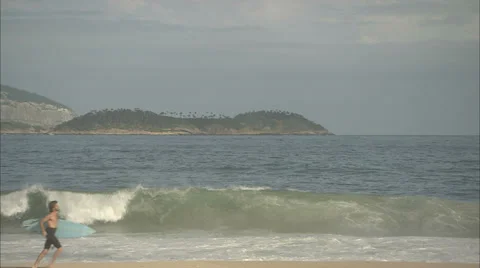 Surfer in Rio De Janeiro Stock Footage 35256349