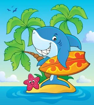 Surfer shark theme image Stock Illustration