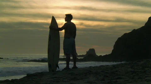 Surfer Silhouette Stock Footage 45886866