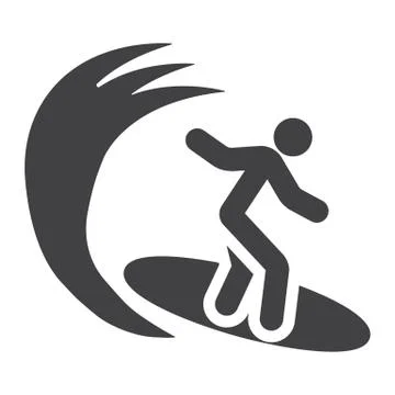 Surfer solid icon, travel and tourism, surfing Illustrazione stock