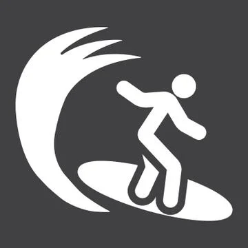 Surfer solid icon, travel and tourism, surfing 스톡 일러스트
