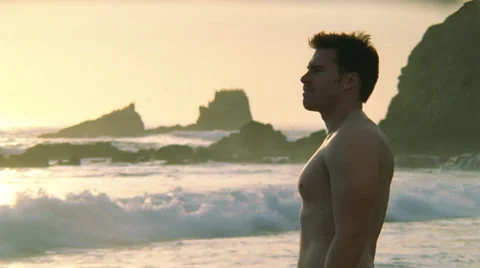 Surfer Stands Medium Stock Footage 45886864