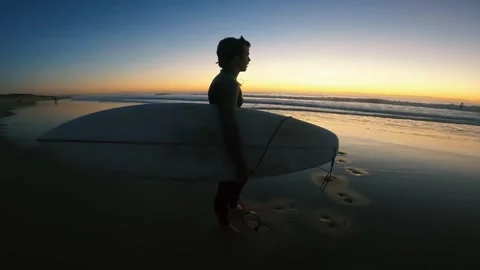 Surfer sunset 1 Stock Footage 163837716