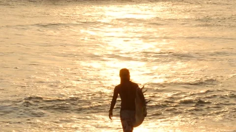 Surfer Sunset Bali 4k Stock Footage 44383700