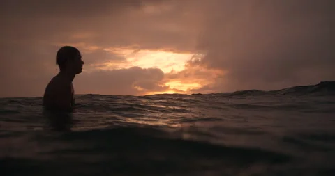 Surfer at Sunset Stock Footage 262095632