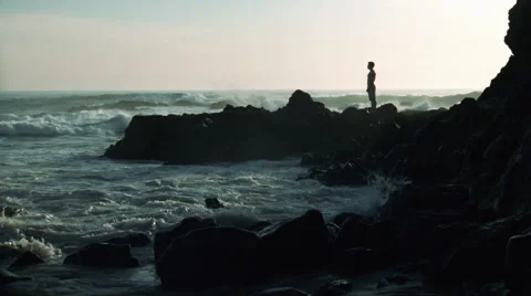 Surfer at Sunset Wide Stockbeeldmateriaal 45886845