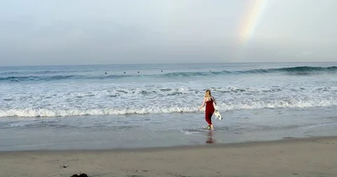 Surfer with the surfboard Stock Footage 101672909