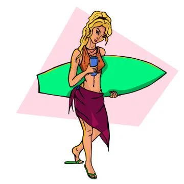 Surfer with surfboard Stock Illustration