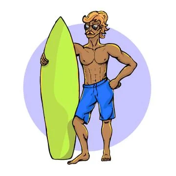 Surfer with surfboard Stock Illustration