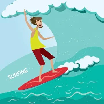 Surfer on the surfboard Stock Illustration