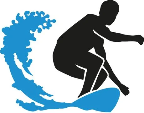 Surfer surfing a big wave Stock Illustration