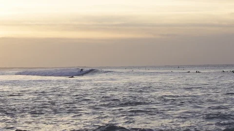 Surfer surfing on the ocean waves Video stock 86171531