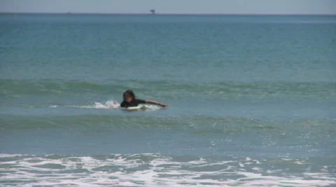 Surfer is surfing on a very small wave  Stock-Footage 558593