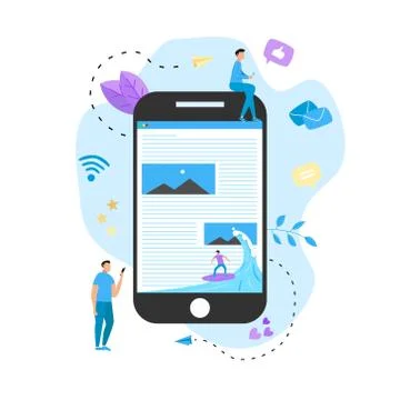 Surfer surfing a wave web page vector illustration. Web page surfing concept.	 Stock Illustration