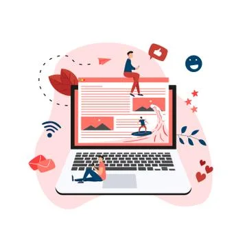 Surfer surfing a wave web page vector illustration. Web page surfing concept.	 Stock Illustration