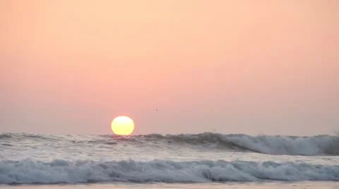 Surfer surfs through the sunset Stock Footage 18192630