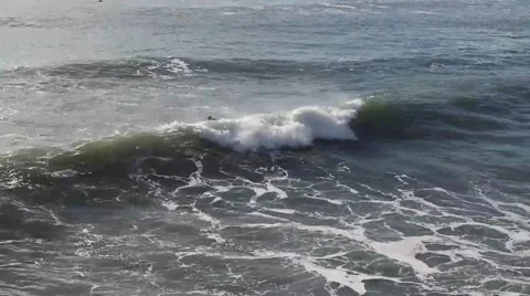 Surfer Swimming on Big Waves, Time Lapse Stock Footage 46870180