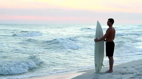 Surfer At Twilight Stock Footage 10844908