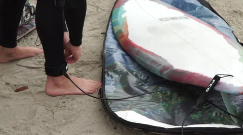 Surfer Velcro Strap Detail Stock Footage 46877341