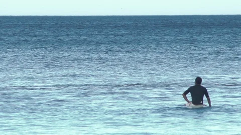 Surfer Waiting For The Perfect Wave Stock Footage 90365465