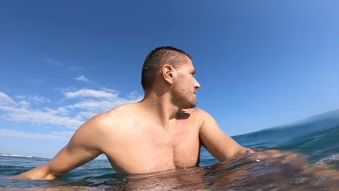 Surfer waiting for the wave. Stock Footage 108601647