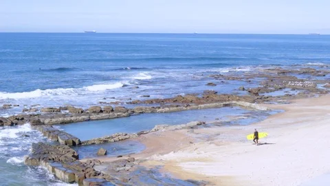 Surfer Walking on the Beach Video stock 102207140