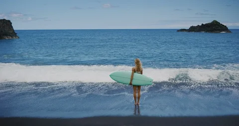 Surfer watching the sea Stock Footage 108139411