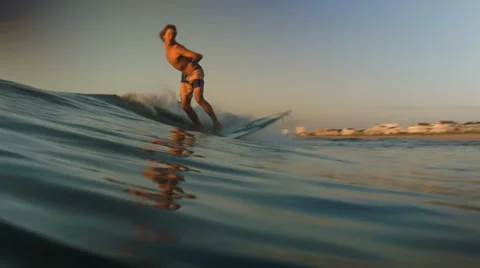 Surfer In Water Riding By Camera Stock Footage 39210712