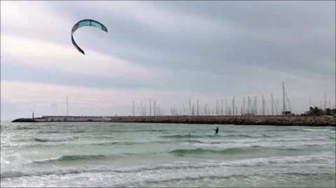 Surfer in water windy day Stock Footage 41704955