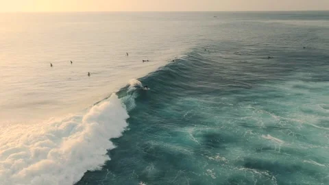 Surfer on a wave drone shot 4k Stockbeeldmateriaal 269550949