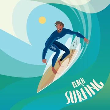 Surfer on the wave Stock Illustration