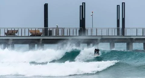 Surfer on a wave 库存照片