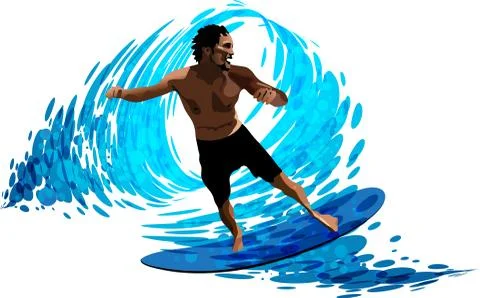 Surfer on waves Stock Illustration