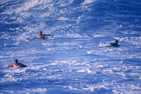 Surfer in white water Stock Photos