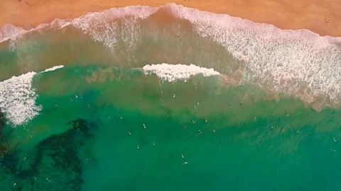 Surfers above beach Stock Footage 122332285