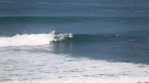 The surfers and waves, marine elements Beach, Uluwatu, Bali, Indonesia. Stock Footage 66580045