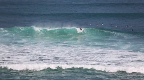 The surfers and waves, marine elements Beach, Uluwatu, Bali, Indonesia. Stock Footage 66580272