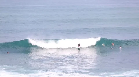 The surfers and waves, marine elements Beach, Uluwatu, Bali, Indonesia. Video stock 66592438