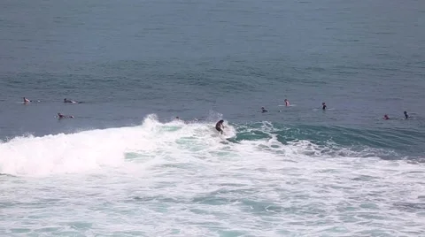 The surfers and waves, marine elements Beach, Uluwatu, Bali, Indonesia. Stock Footage 66601110