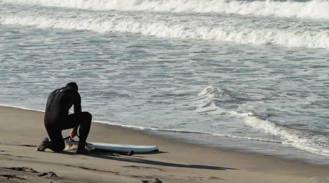 Surfers at the beach Stock Footage 46807566