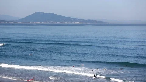 Surfers at Biarritz beach Video stock 72284305