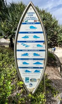 Surfers Code at Coolum Beach Stock Photos