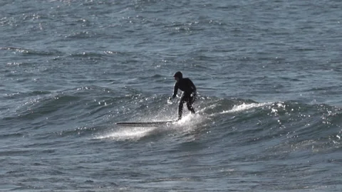 Surfers in Lake Superior Stock Footage 145146065